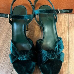 Emerald Green Velvet Women's Platform Heels